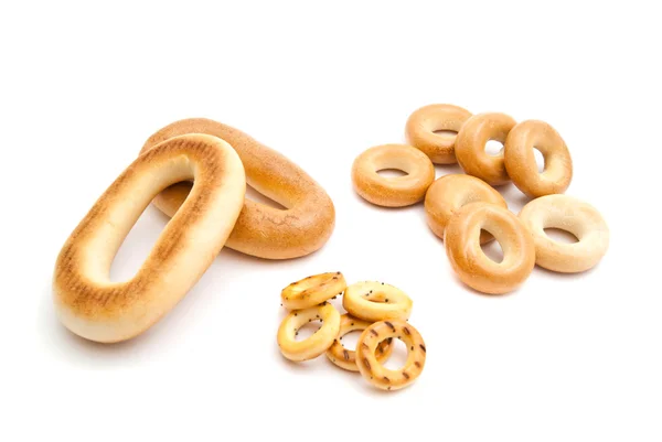 Three piles of delicious bagels — Stock Photo, Image