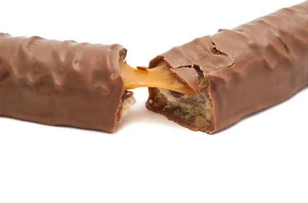 Barra de chocolate com caramelo — Fotografia de Stock