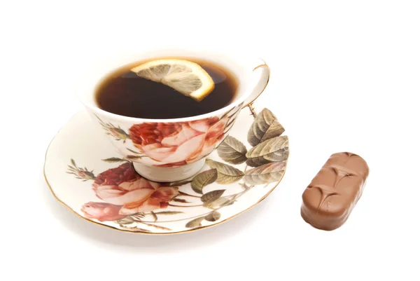 レモンとチョコレートの紅茶 — ストック写真
