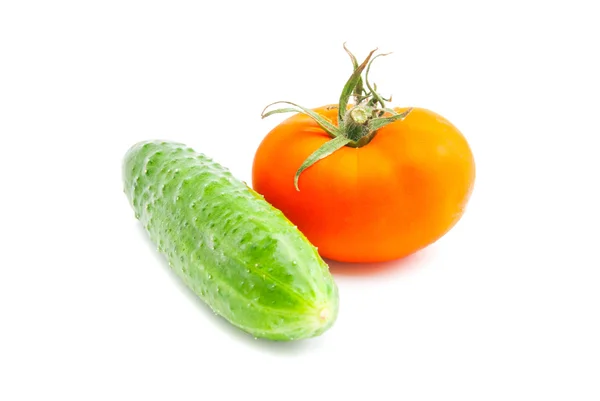 Red tomato and cucumber — Stock Photo, Image