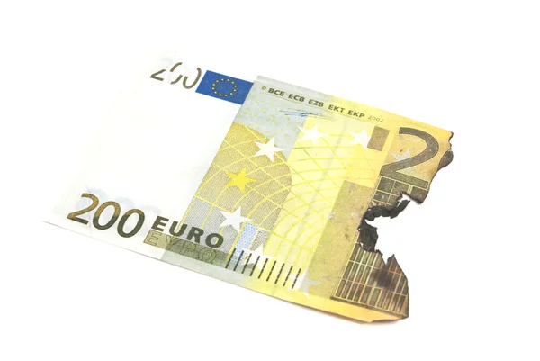 Verbrande rekeningen van tweehonderd euro — Stockfoto