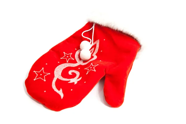 Красная варежка Санта-Клауса — стоковое фото