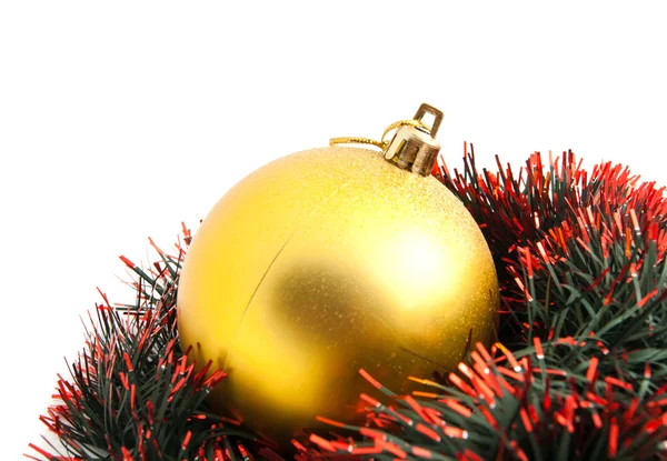 Christmas tree toy and tinsel closeup — Stock Photo, Image