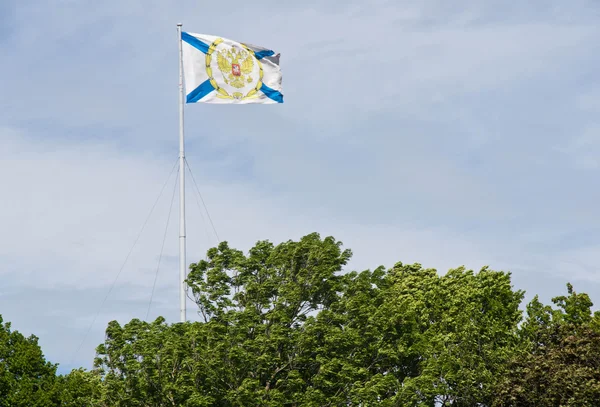 Bandera de San Andrés en el cielo entre los árboles —  Fotos de Stock