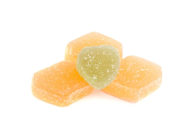 Four fruit candies on white — Stock Photo, Image