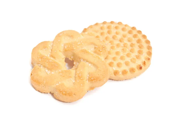 Zwei leckere Kekse auf Weiß — Stockfoto