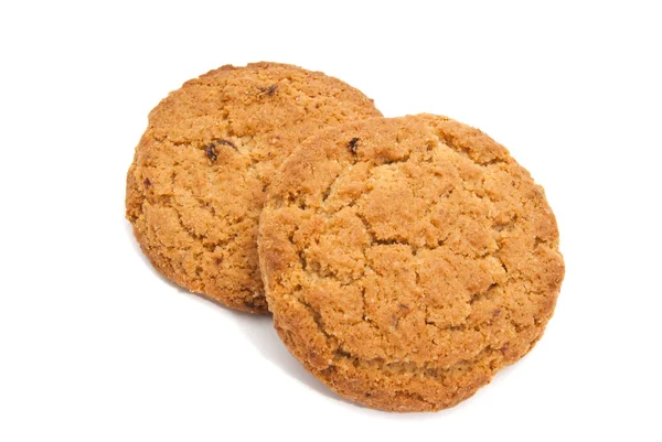 Two oatmeal cookies on white — Stock Photo, Image