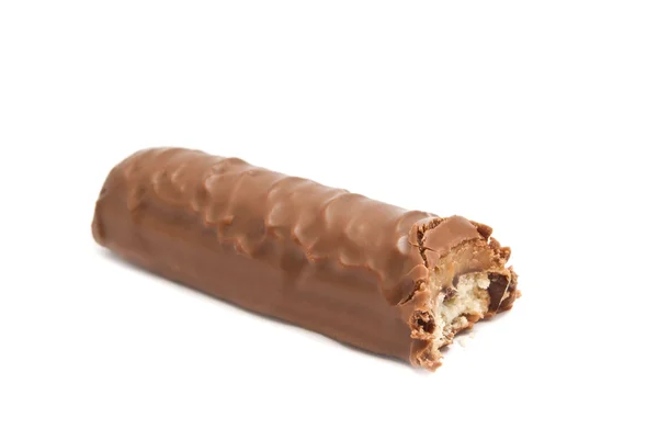 Metade da barra de chocolate no branco — Fotografia de Stock