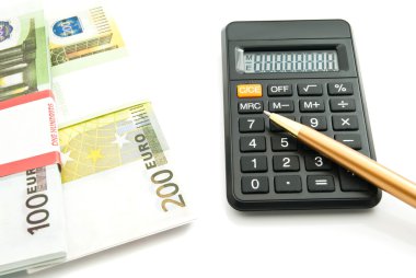 hesap makinesi ve Euro banknot