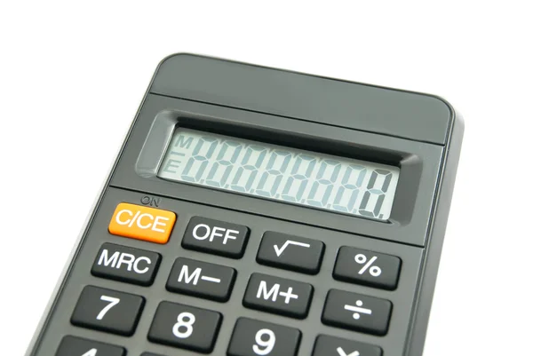 Черный офисный калькулятор на белом — стоковое фото
