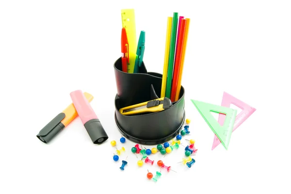 Markers and other colorful office stationery — Stock Photo, Image