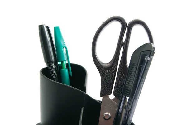 Scissors, pens and other stationery — Stock Photo, Image