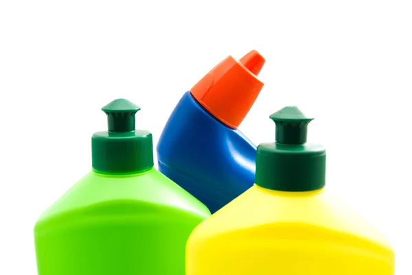 Colorful bottles of detergent — Stock Photo, Image