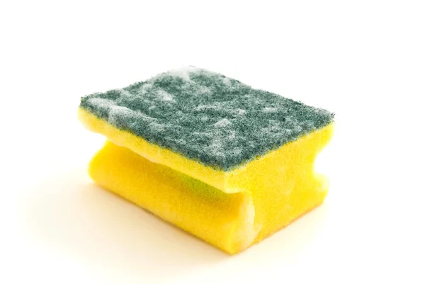 Esponja amarela com espuma — Fotografia de Stock