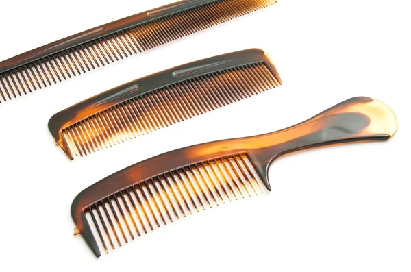 Trois brosses à cheveux brunes — Photo