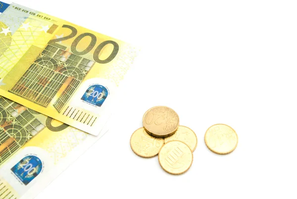 Euros coins and banknotes — Stock Photo, Image