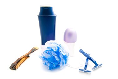 jilet, deodorant ve beyaz şampuanı