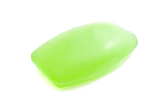 Pedaço de sabão verde no branco — Fotografia de Stock