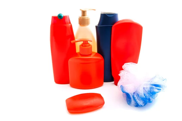 Jel ve diğer tuvalet ile farklı şişeler — Stok fotoğraf
