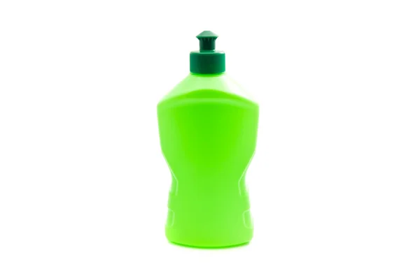 Zelená láhev čisticího prostředku — Stock fotografie