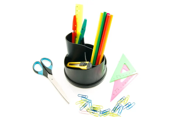Pencils, ruler and other stationery — Stock Photo, Image