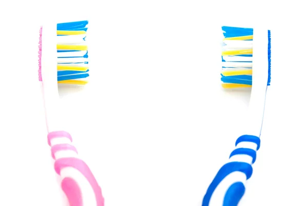 Two colored toothbrushes — Stock Photo, Image