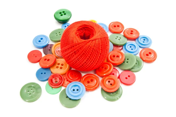 Ball of thread and buttons — Stock Photo, Image