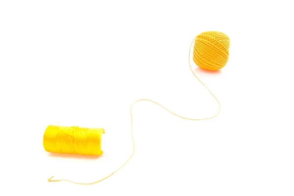 Yellow spools of thread — Stock Photo, Image