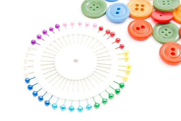 Colored pins and many buttons — Stock Photo, Image