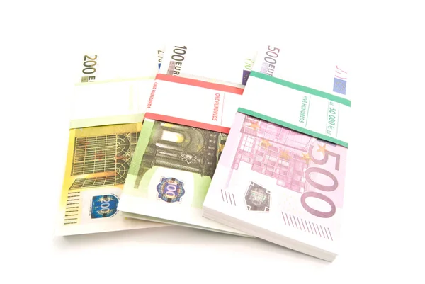 Olika eurosedlar på vit — Stockfoto