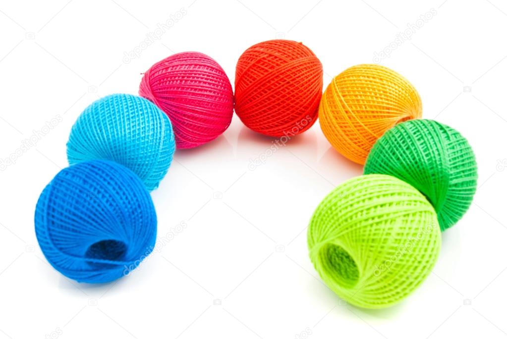 colored balls of yarn