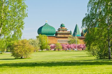 güneşli yeşil Park ahşap Saray