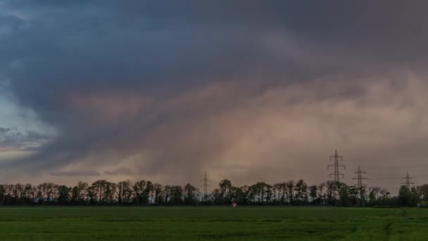 Pohon-pohon lapangan badai awan timelapse — Stok Video