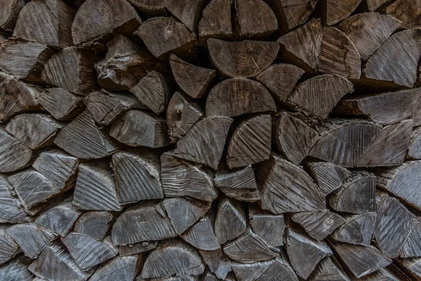 Empilhados Cortar Lenha Nas Montanhas Floresta — Fotografia de Stock