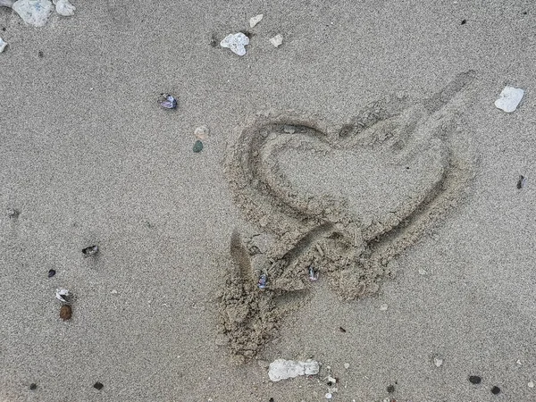 Coeur Avec Flèche Dans Plage Sable Fin Vacances Egypte — Photo