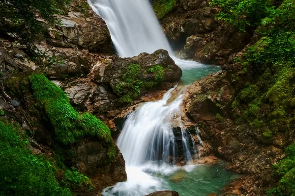 Soft Waterful Beautiful Rocks Steps Nature Vacation — стоковое фото