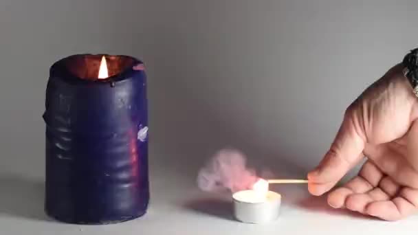 Cinemagraph Candle Match Lit Winter — стоковое видео