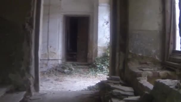 Corredor Patio Castillo Abandonado País — Vídeo de stock