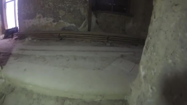 Escaleras Una Habitación Viejo Castillo Abandonado País — Vídeos de Stock