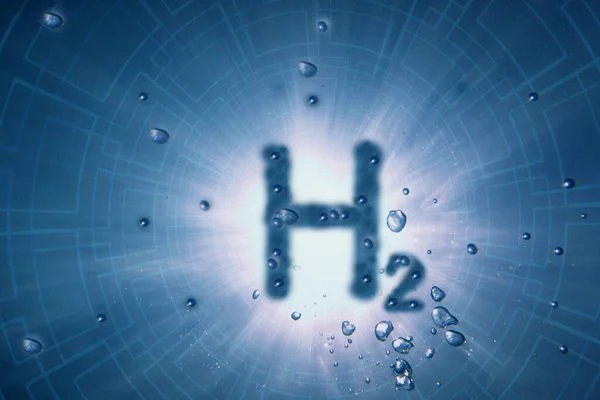蓝色H2水下 背景为太阳和结构 — 图库照片