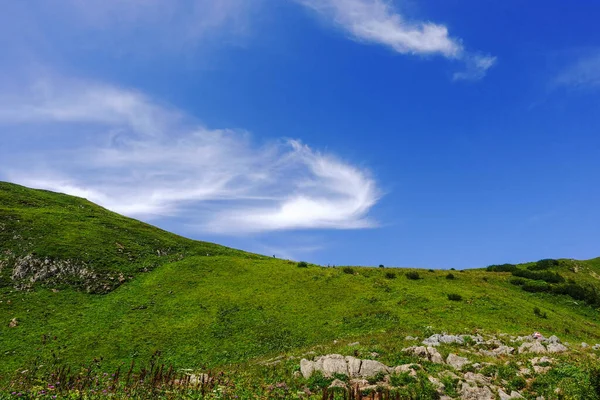 Céu Azul Profundo Com Nuvens Brancas Suaves Uma Incrível Paisagem — Fotografia de Stock