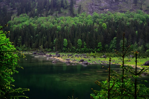 De nombreux rochers sur la rive du lac — Photo