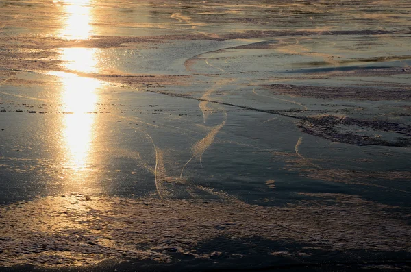 Skating traces with sun — Stock Photo, Image