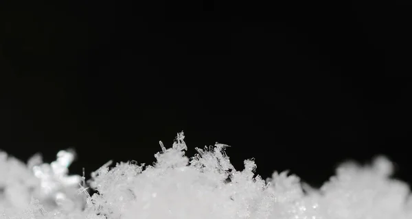 Delicate crystals in snow panoramic — Stock Photo, Image