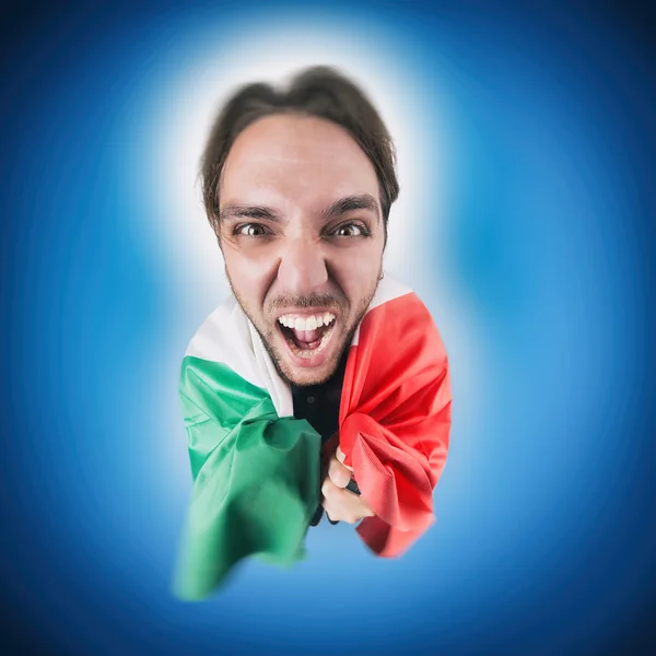 Italiaans voetbal Fan houden van de vlag van Italië — Stockfoto