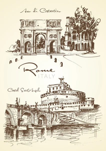 Disegnato a mano Roma — Vettoriale Stock