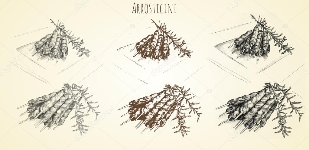 arrosticini hand drawn