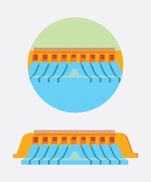 Vector flat ikonen med vattenkraftverk — Stock vektor