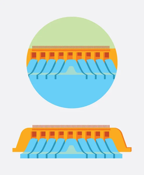 Icono plano vectorial con central hidráulica — Archivo Imágenes Vectoriales