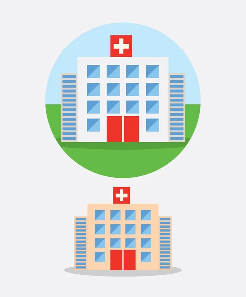 Icône plate vectorielle avec bâtiment hospitalier d'urgence Illustration De Stock